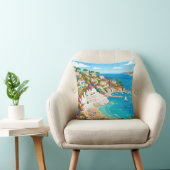 Mediterranean Coastal Village Beach Throw Pillow クッション (椅子)