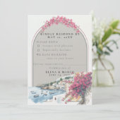Mediterranean Coastal Wedding RSVP Card – Response 招待状 (スタンド正面)