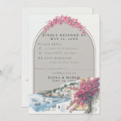 Mediterranean Coastal Wedding RSVP Card – Response 招待状 (正面/裏面)
