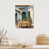 Mediterranean Courtyard Dining Poster ポスター (キッチン)