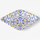 Mediterranean Crown Elegant Blue and Gold Floral ペーパープレート (傾斜あり)