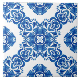 Mediterranean Decorative Blue and White Pattern タイル