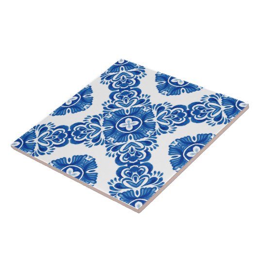 Mediterranean Decorative Blue and White Pattern タイル (側面)