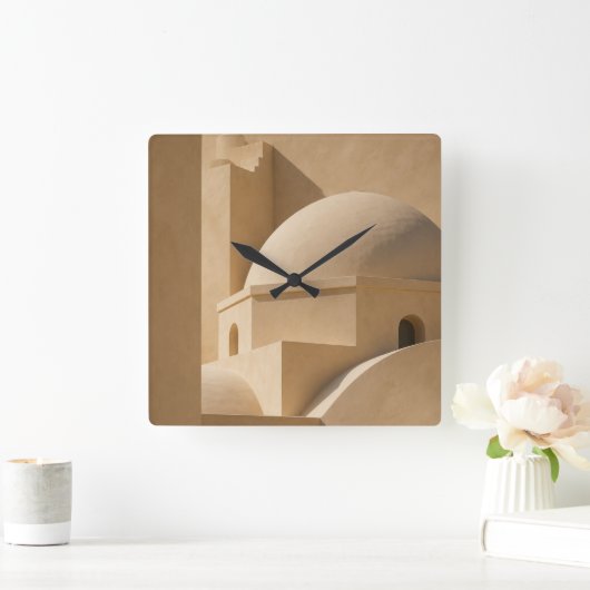 Mediterranean Dome Wall Clock, Minimalist Neutral スクエア壁時計 (ホーム)