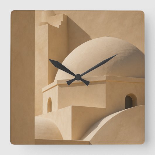 Mediterranean Dome Wall Clock, Minimalist Neutral スクエア壁時計 (正面)