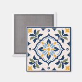 Mediterranean Floral Tile Pattern マグネット (正面/裏面)