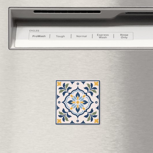 Mediterranean Floral Tile Pattern マグネット (インサイチュ (食洗機))