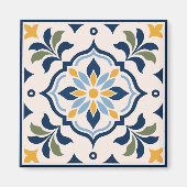 Mediterranean Floral Tile Pattern マグネット (正面)