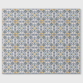 Mediterranean Floral Tile Pattern ラッピングペーパー (フラット)