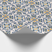 Mediterranean Floral Tile Pattern ラッピングペーパー (角)