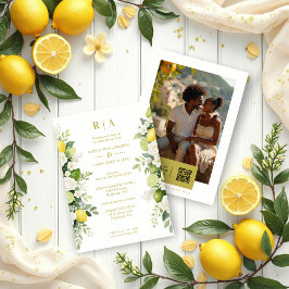 Mediterranean Fresh Lime Lemons & Flowers Garlands 招待状