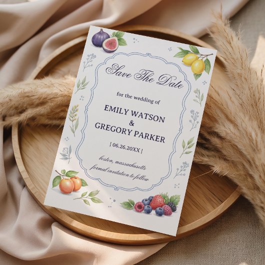Mediterranean Fruit Floral Announcement Wedding セーブザデート