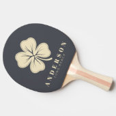 Mediterranean Gray Four Leaf Clover with Name 卓球ラケット (横)