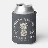 Mediterranean Gray Tropical Pineapple WeddingCrest 缶クーラー (缶正面)