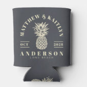 Mediterranean Gray Tropical Pineapple WeddingCrest 缶クーラー (裏面)