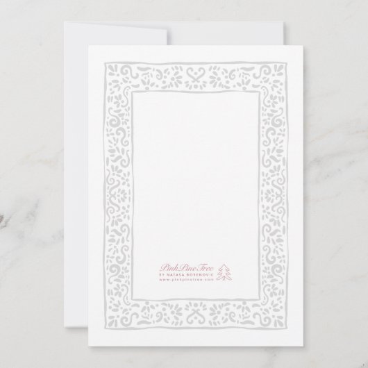 Mediterranean Hand Painted Blue White Wedding 招待状 (裏面)