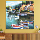 Mediterranean Harbor Serenity キャンバスプリント (インサイチュ (リビング))