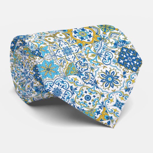 Mediterranean hues/ Azulejo tiles ネクタイ (ロール)
