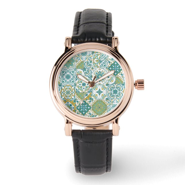 Mediterranean hues/ Azulejo tiles 腕時計 (正面)