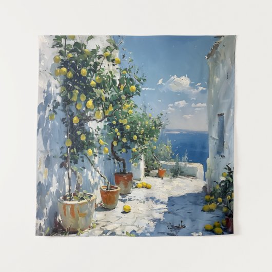 Mediterranean Impressionism with Lemons タペストリー (正面)