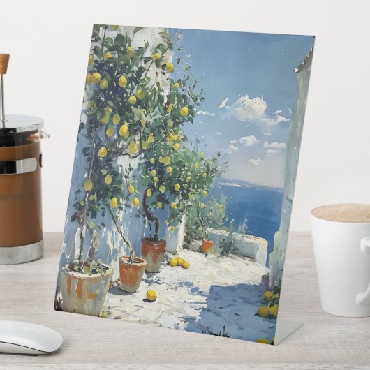 Mediterranean Impressionism with Lemons 台座サイン (インサイチュ)
