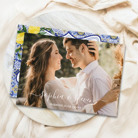 Mediterranean-Inspired Wedding with Lemon Accents サンキューカード