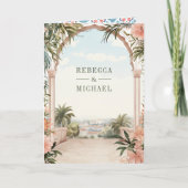 Mediterranean Italian Amalfi Coast QR Code Wedding 招待状 (正面)