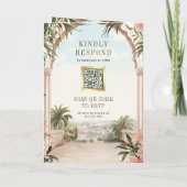 Mediterranean Italian Amalfi Coast QR Code Wedding 招待状 (裏面)