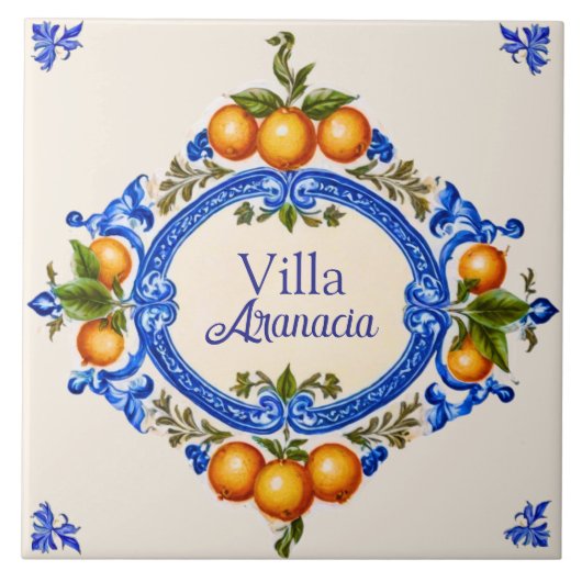 Mediterranean Italian House Sign – Villa Arancia タイル (正面)