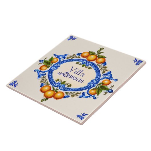 Mediterranean Italian House Sign – Villa Arancia タイル (側面)