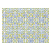 Mediterranean Italian Lemon Blue Tile Pattern テーブルクロス (正面(横))