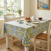 Mediterranean Italian Lemon Blue Tile Pattern テーブルクロス