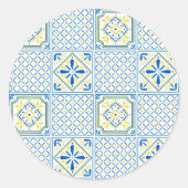 Mediterranean Italian Tile Decorative Pattern ラウンドシール (正面)