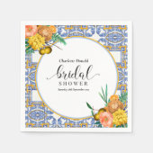 Mediterranean Italy Blue Tiles Bridal Shower  スタンダードカクテルナプキン (正面)
