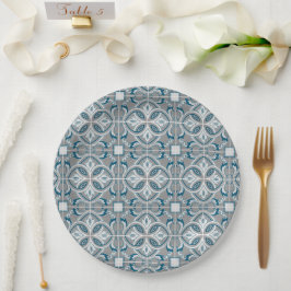 Mediterranean Italy Blue Tiles Bridal Shower  ペーパープレート