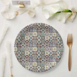 Mediterranean Italy Blue Tiles Bridal Shower  ペーパープレート