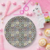 Mediterranean Italy Blue Tiles Bridal Shower ペーパープレート (パーティー)