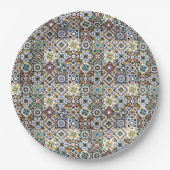 Mediterranean Italy Blue Tiles Bridal Shower ペーパープレート (正面)