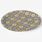 Mediterranean Italy Blue Tiles Bridal Shower  ペーパープレート (アングル)