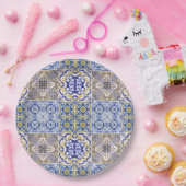 Mediterranean Italy Blue Tiles Bridal Shower  ペーパープレート (パーティー)
