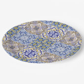 Mediterranean Italy Blue Tiles Bridal Shower  ペーパープレート (アングル)