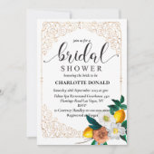 Mediterranean Italy Blue Tiles Bridal Shower  招待状 (正面)