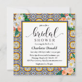 Mediterranean Italy Blue Tiles Bridal Shower  招待状 (正面)