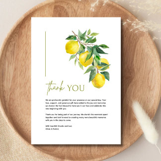 Mediterranean Italy Greece Lemon Vibrant Wedding サンキューカード