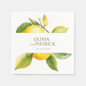 Mediterranean Italy Greece Lemon Vibrant Wedding スタンダードカクテルナプキン (正面)