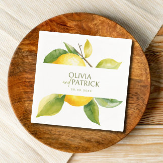 Mediterranean Italy Greece Lemon Vibrant Wedding スタンダードカクテルナプキン