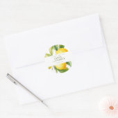 Mediterranean Italy Greece Lemon Vibrant Wedding ラウンドシール (封筒)