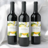 Mediterranean Italy Greece Lemon Vibrant Wedding ワインラベル