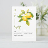 Mediterranean Italy Greece Lemon Vibrant Wedding 出欠カード (スタンド正面)