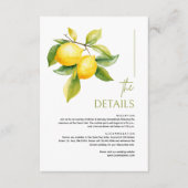 Mediterranean Italy Lemon Vibrant Wedding Details エンクロージャーカード (正面)